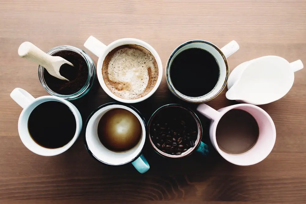 multiple-coffee-cups-milk-beans-ground