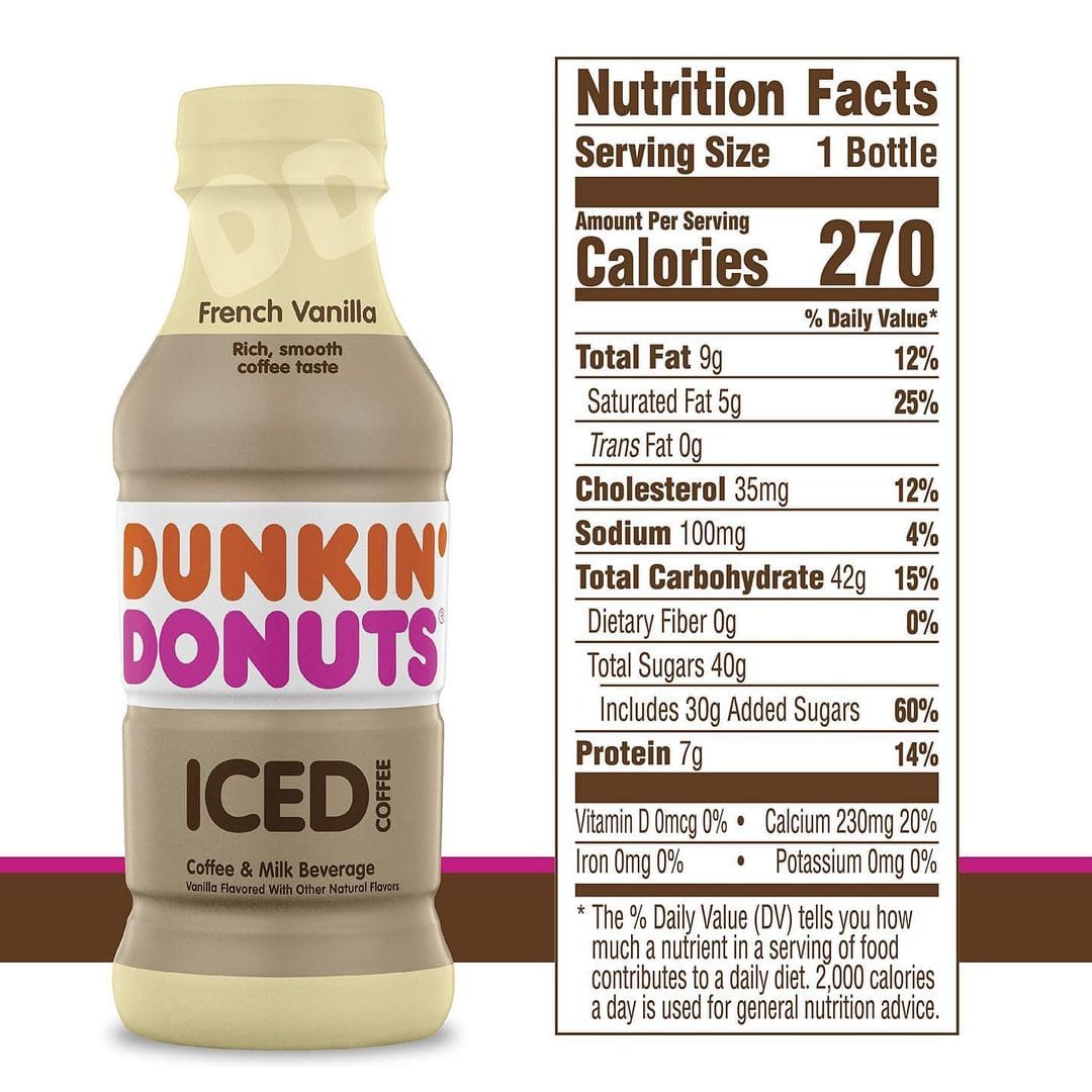does dunkin donuts french vanilla coffee have calories